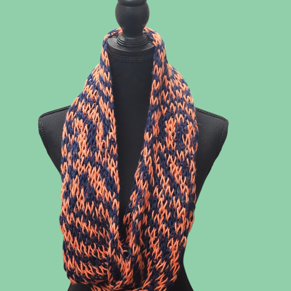 Vibrant Orange and Blue Chevron Scarf Wrap